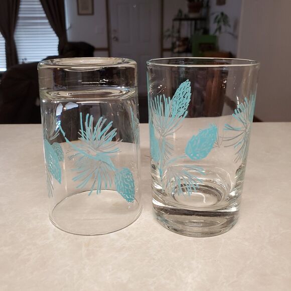 Marcrest Blue Spruce Pinecone Juice Glasses Set Of 2 - Picture 5 of 7